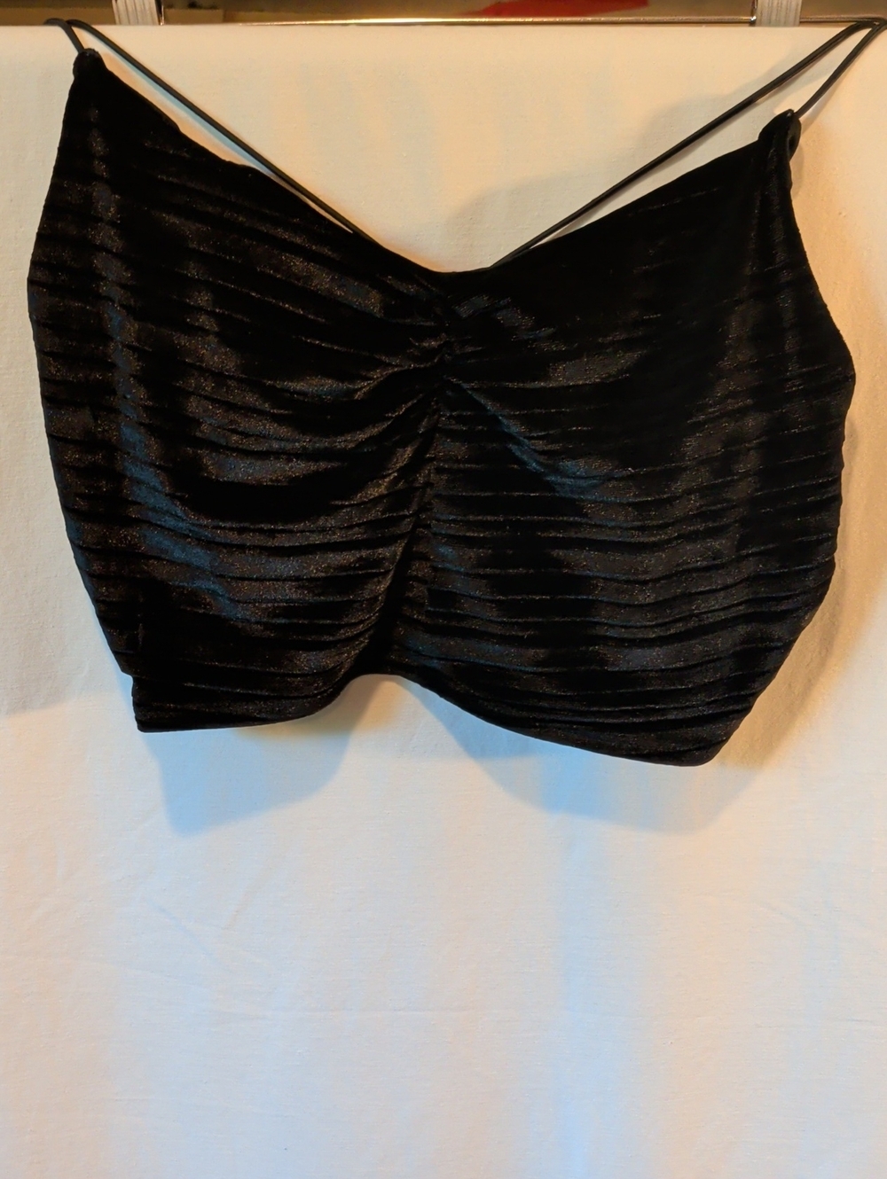 wild fable Black Ruched Satin Bandeau Crop Top